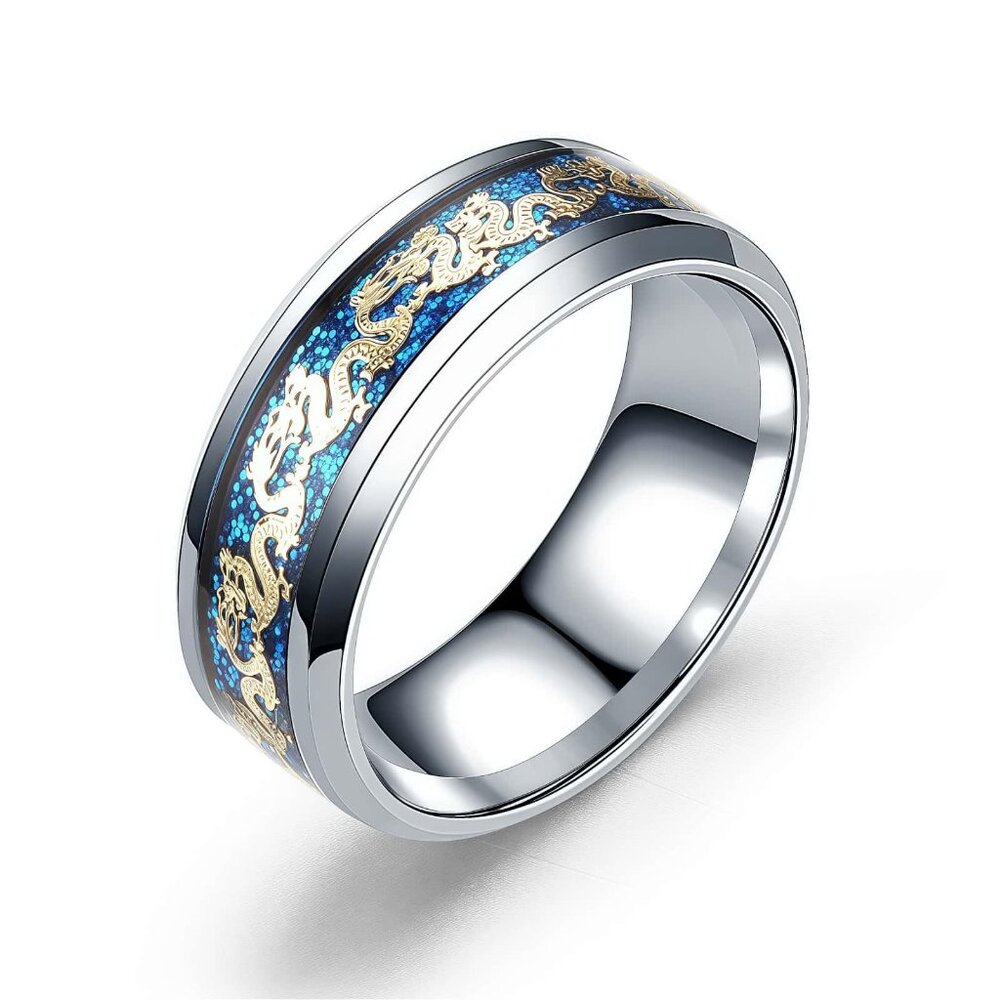 Stainless Steel Dragon Pattern Ring Vintage Biker Gothic Punk Jewelry